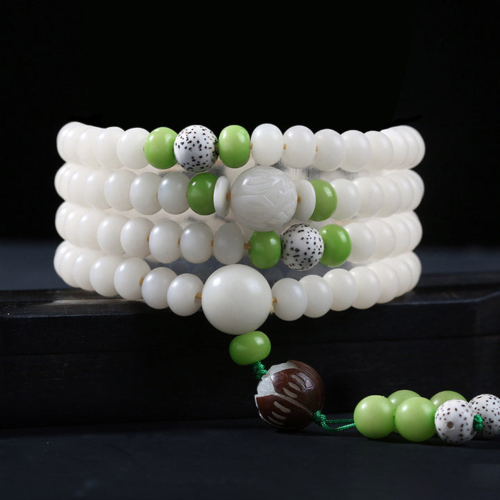 Buddha Stones Bodhi Seed Bead Lotus Blessing Charm Bracelet - Bodhi Seed&Green Bead&Lotus - 10*8mm - image 15