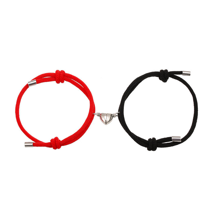 2Pcs Love Magnetic Couple String Strength Bracelet - Red&Black - image 6