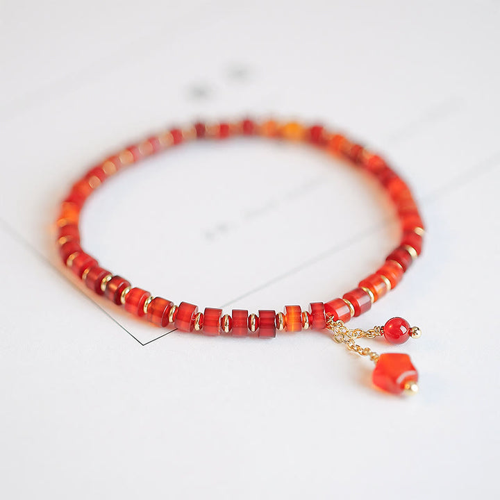 Natural Red Agate Endless Knot Four Leaf Clover Star Confidence String Bracelet - Star - image 15