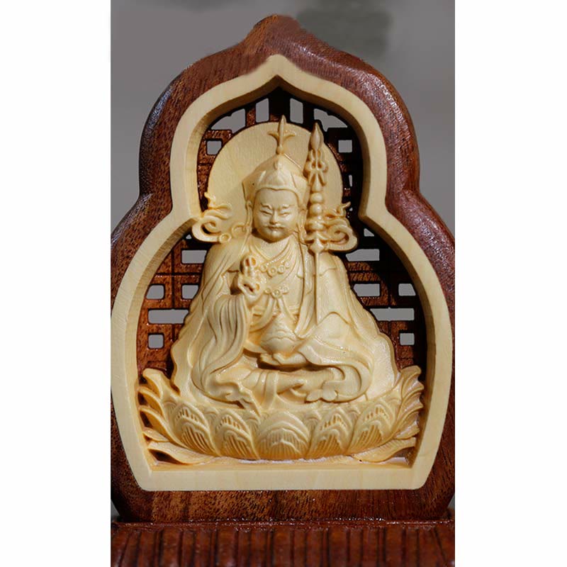 Buddha Stones Guru Rinpoche Buddha Padmasambhavan Serenity Wood Engraved Statue Figurine Decoration - image 8