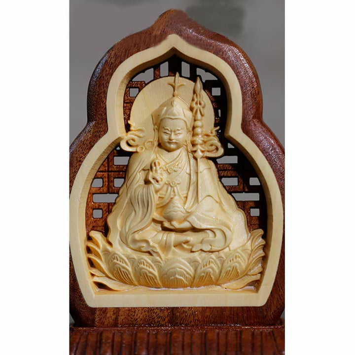 Buddha Stones Guru Rinpoche Buddha Padmasambhavan Serenity Wood Engraved Statue Figurine Decoration - image 8