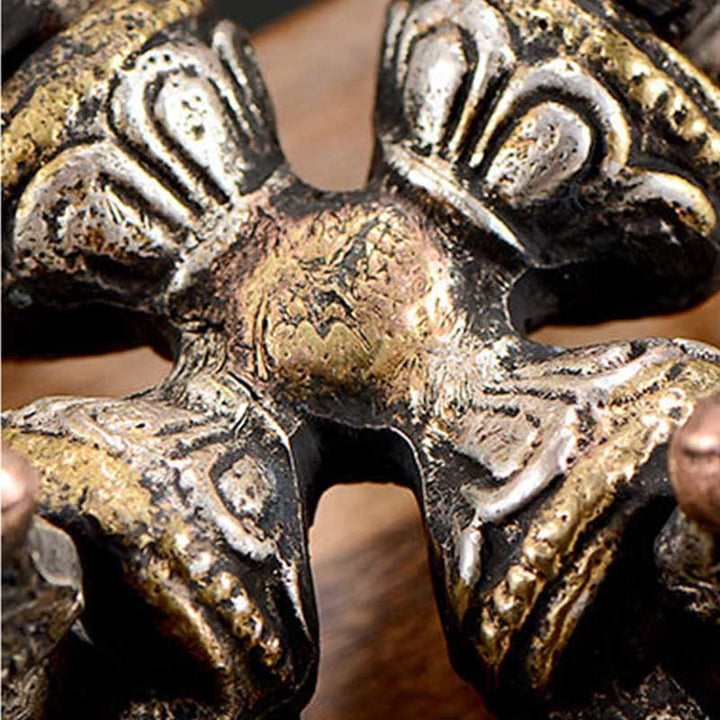 Tibetan Handmade 5 Prong Double Dorje Copper Iron Thunderbolt Strength Vajra - image 5
