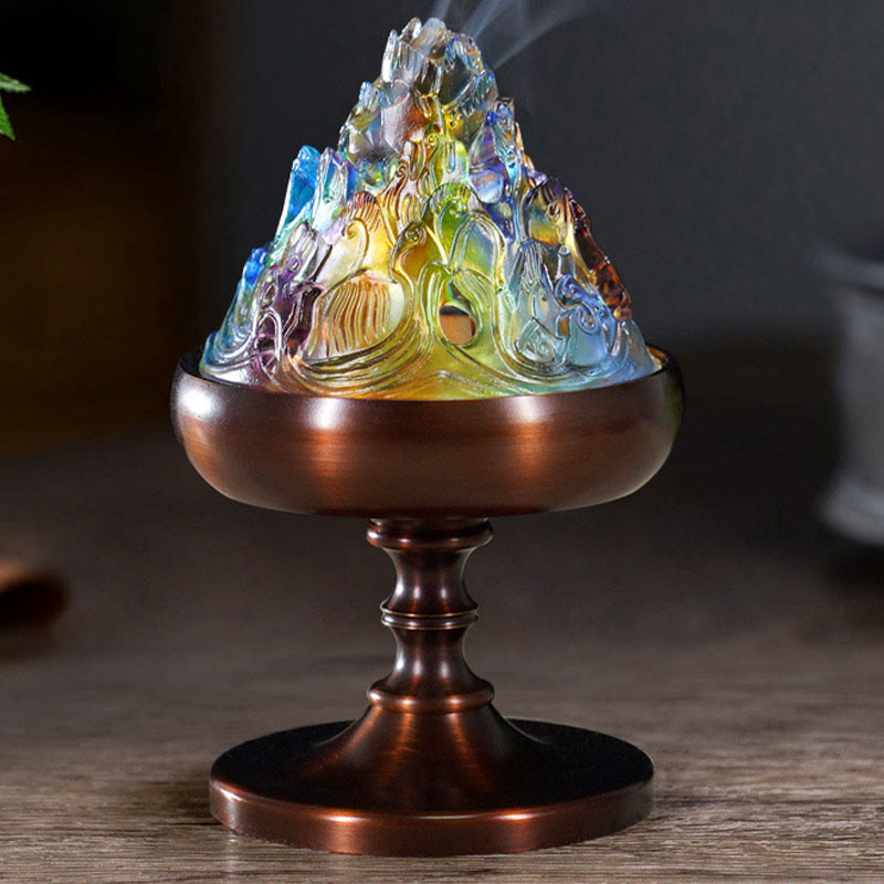 Liuli Crystal Mountain Healing Meditation Incense Burner - image 8