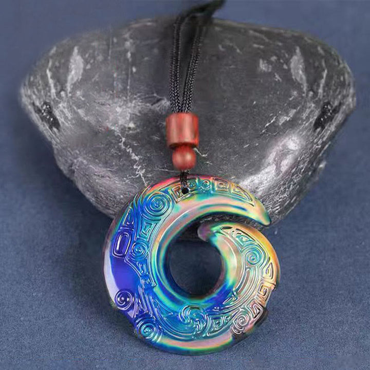 Color-Changing One's Luck Improves Design Pattern Liuli Crystal Necklace Pendant - Color-Changing Pendant+Sandalwood Rope - image 8