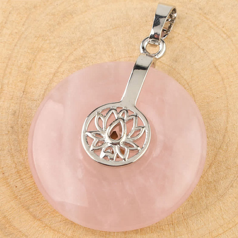 Buddha Stones Various Crystal Amethyst Pink Crystal Lotus Healing Necklace Pendant - image 9
