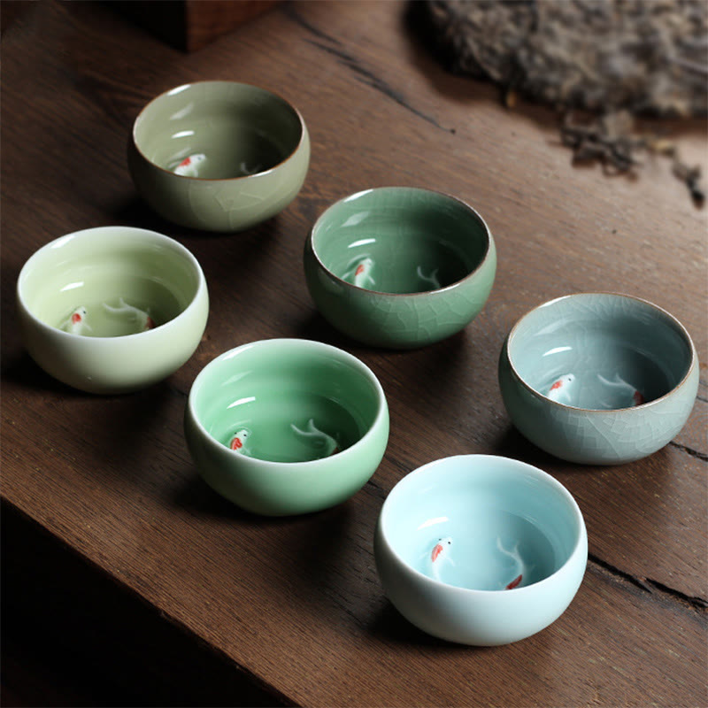 Buddha Stones Colorful Koi Fish Ceramic Teacup Kung Fu Tea Cup Bowl - image 17