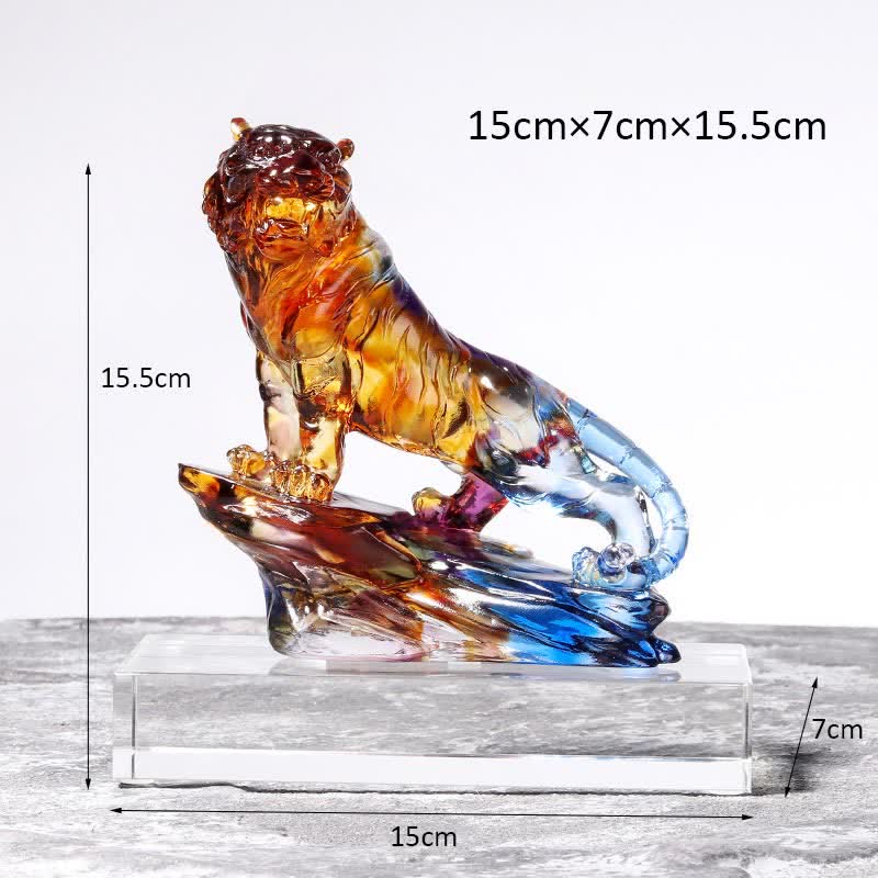 Buddha Stones Handmade Liuli Crystal Tiger Art Piece Protection Home Decoration - image 22
