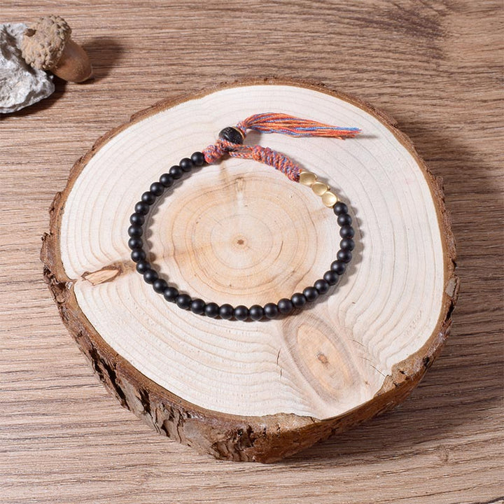 Buddha Stones Handmade Tibetan Black Onyx Tassel Bracelet - image 2