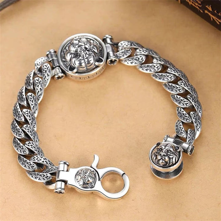 Buddha Stones Tiger Tang Dynasty Flower Design Engraved Luck Energy Bracelet - image 1