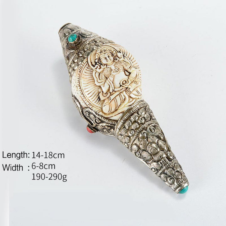 Tibetan Handmade Engraved Shankha Buddha Conch Shell Wealth Positive Decoration - Vajrasattva - image 11