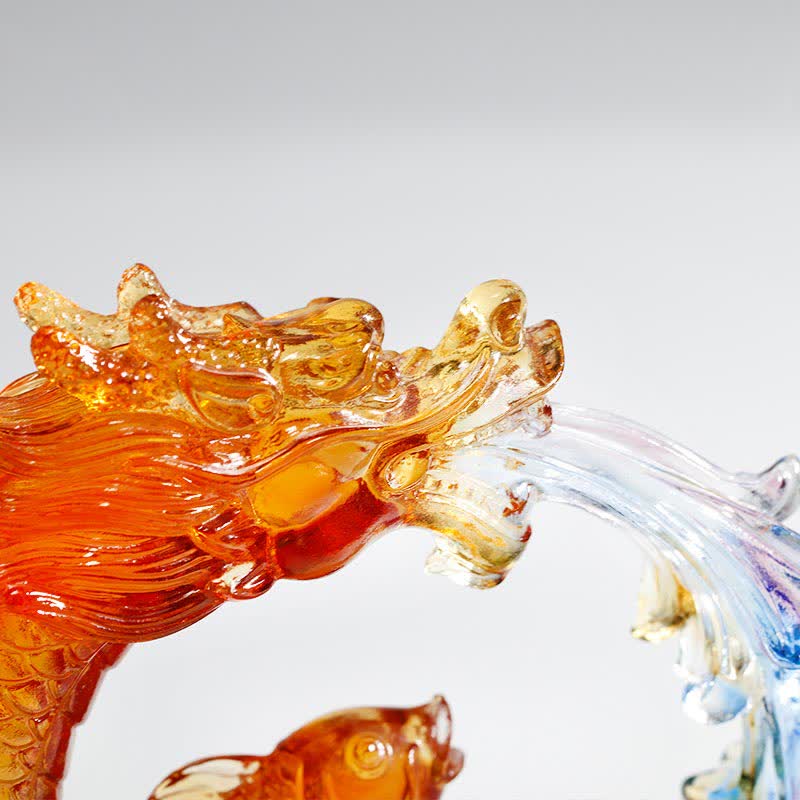 Buddha Stones Feng Shui Dragon Koi Fish Handmade Liuli Crystal Art Piece Home Office Decoration - image 8