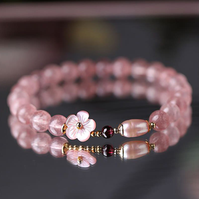 Buddha Stones Strawberry Quartz Peach Blossom Love Bracelet - image 10