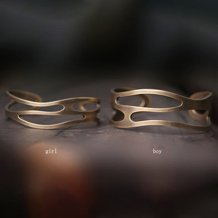 Buddha Stones Vintage Curved Copper Brass Wealth Adjustable Cuff Bracelet Bangle - image 6