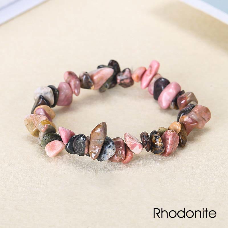Natural Irregular Shape Crystal Stone Warmth Soothing Bracelet - Rhodonite - image 46