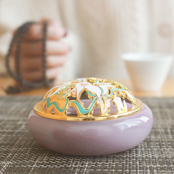 Buddha Stones Nine Tailed Fox Liuli Crystal Healing Meditation Incense Burner - image 4