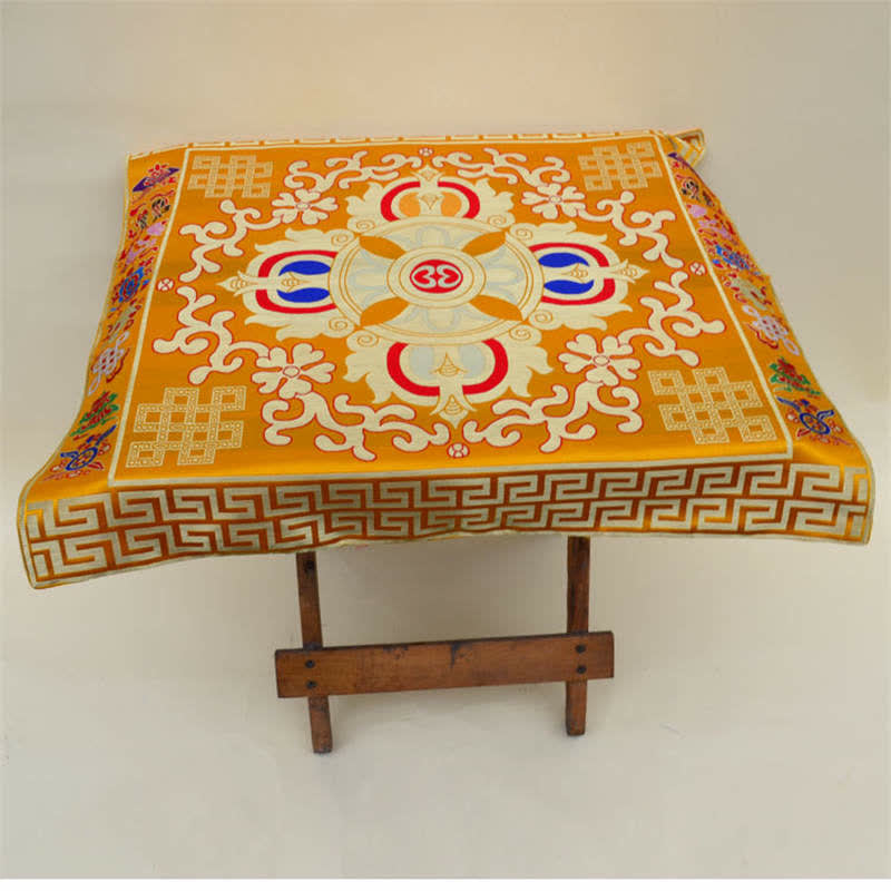 Flower Endless Knot Prayer Altar Mat Healing Meditation 8 Auspicious Symbols Mat Table Runner - image 2