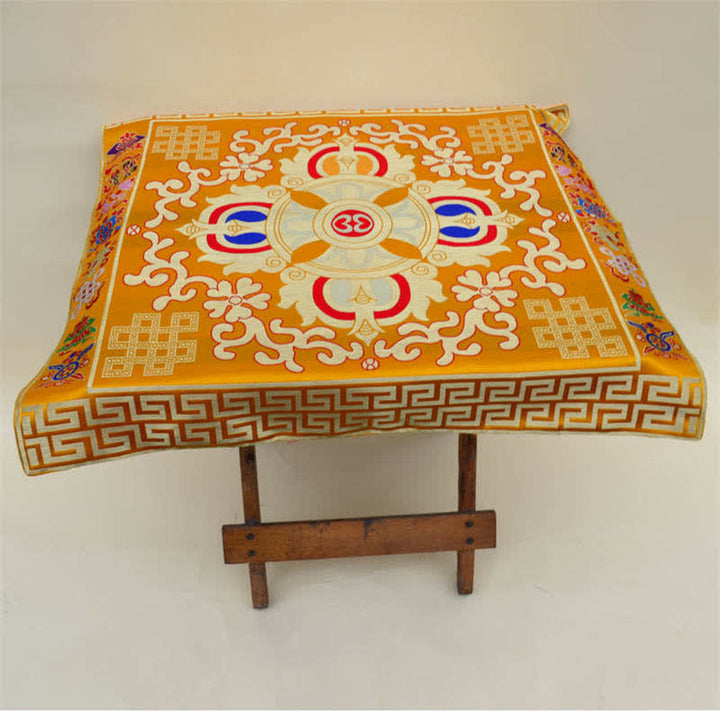 Flower Endless Knot Prayer Altar Mat Healing Meditation 8 Auspicious Symbols Mat Table Runner - image 2