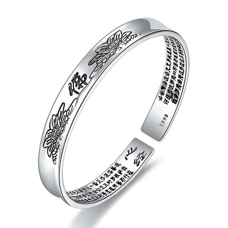 Buddha Stones Heart Sutra Mantra Lotus Peace Copper Cuff Bracelet Bangle - Lotus(Enlightenment♥New Beginning) - image 0