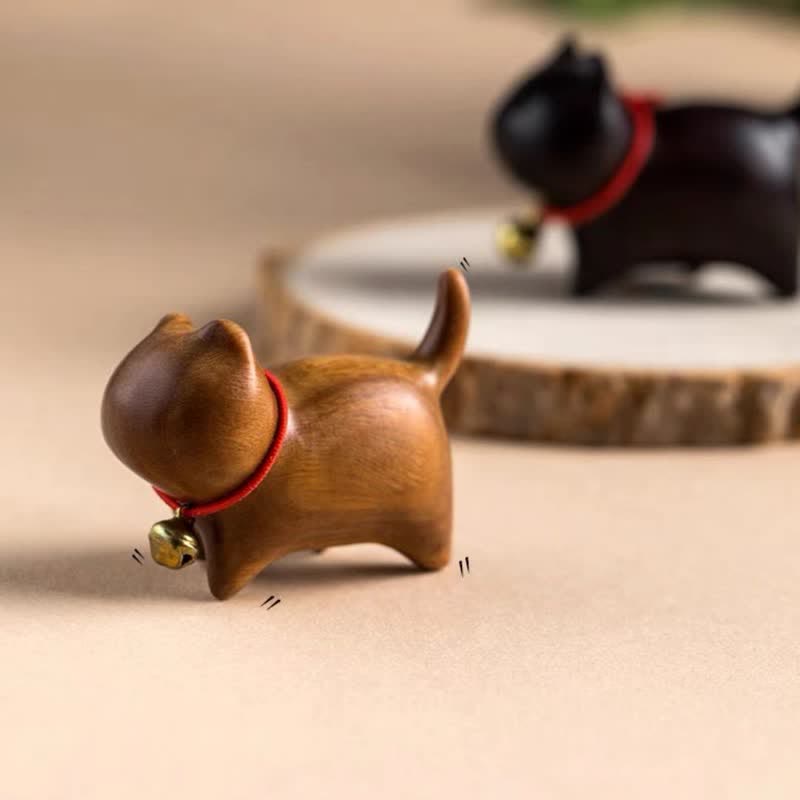 Buddha Stones Green Sandalwood Small Leaf Red Sandalwood Cute Cat Animals Soothing Peace Decoration - Green Sandalwood Cat - image 0