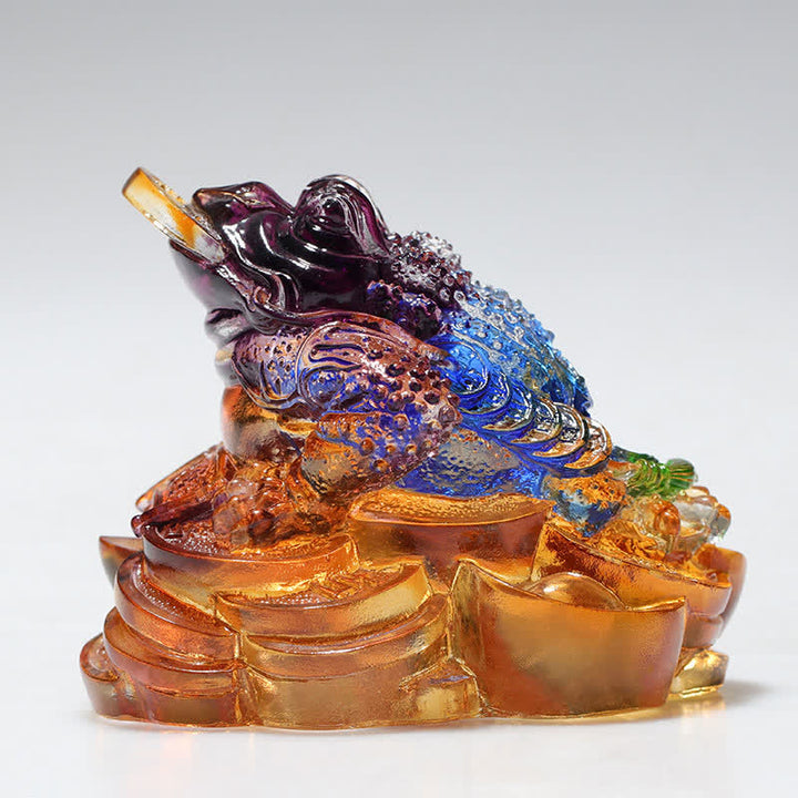 Buddha Stones Feng Shui Frog Handmade Liuli Crystal Art Piece Wealth Home Office Decoration - image 0