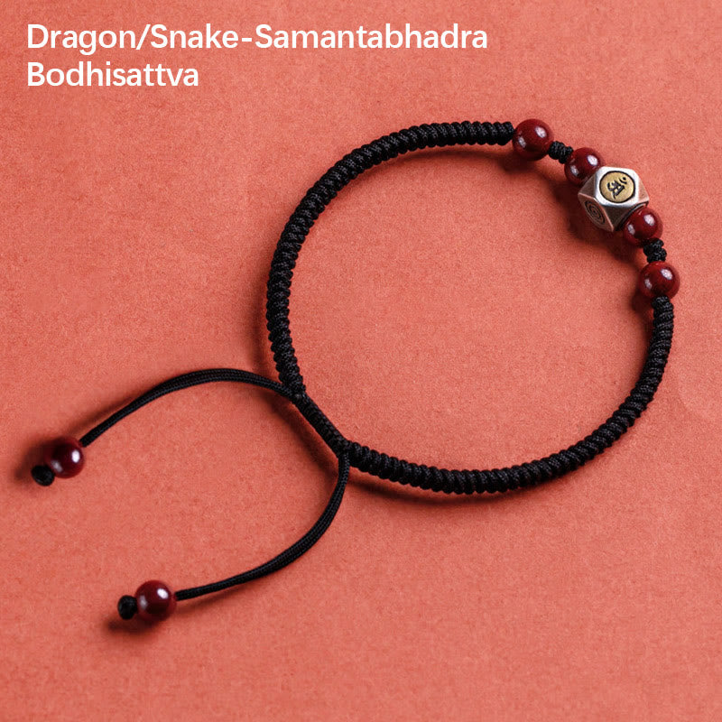 Buddha Stones 925 Sterling Silver Chinese Zodiac Natal Buddha Cinnabar Calm Bracelet - Dragon/Snake-Samantabhadra Bodhisattva - Black(Wrist Circumference 14-18cm) - image 16