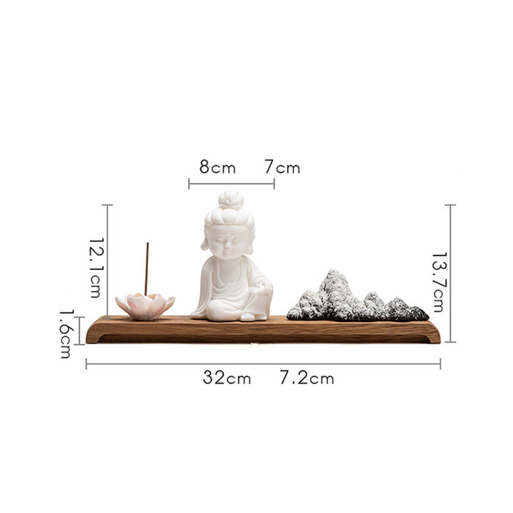 Buddha Stones Lotus Flower Tathagata Kwan Yin Avalokitesvara Ksitigarbha Meditation Ceramic Stick Incense Burner Decoration - image 10