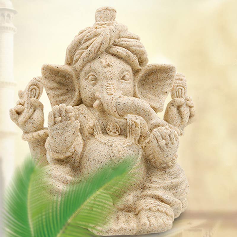Buddha Stones Ganesh Ganpati Elephant Statue Blessing Protection Home Decoration - image 1