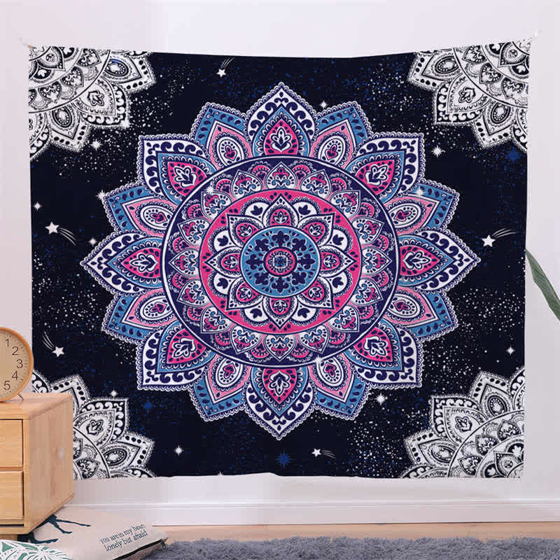 Bohemian Mandala Pattern Tapestry Wall Hanging Wall Art Focus Creativity Home Living Room Decor - Black - 150*230cm - image 7