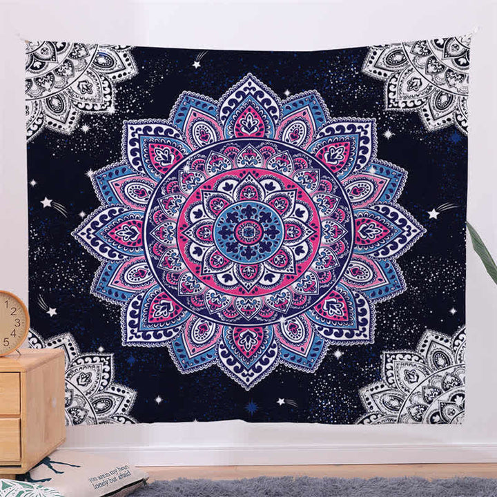Bohemian Mandala Pattern Tapestry Wall Hanging Wall Art Focus Creativity Home Living Room Decor - Black - 150*230cm - image 7