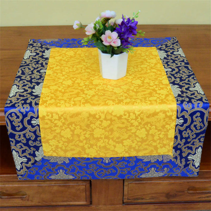 Brocade Prayer Altar Flower Vajra Dragon Pattern Auspicious Symbols Table Runner - image 6