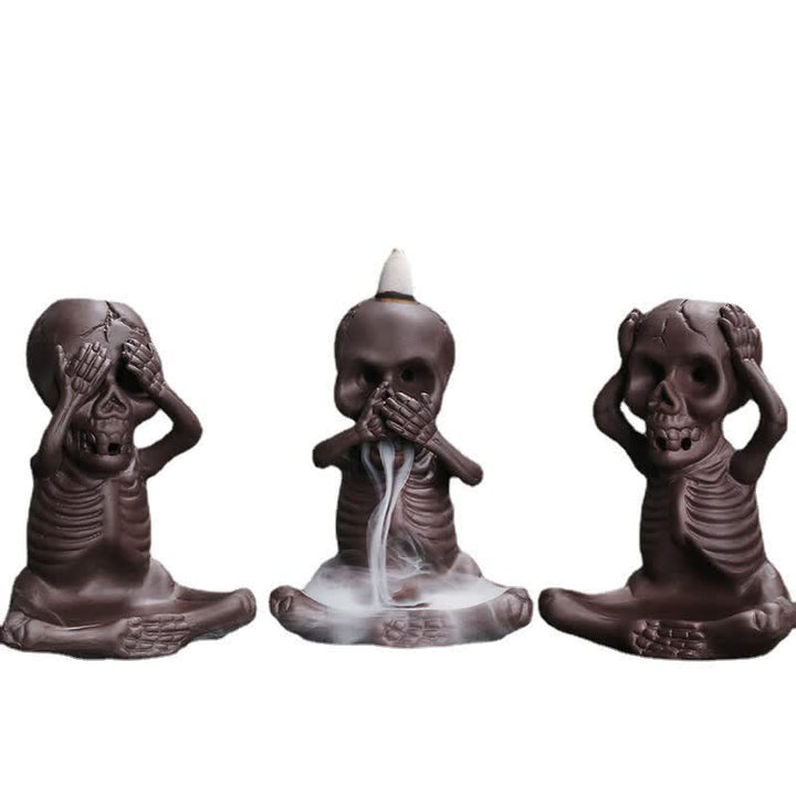 Buddha Stones Little Skull Ghost Purple Clay Backflow Smoke Fountain Peace Incense Burner Decoration - image 16
