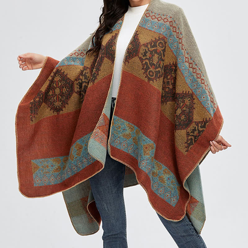 Buddha Stones Tibetan Shawl Diamond Pattern Winter Warm Cloak Scarf - image 11