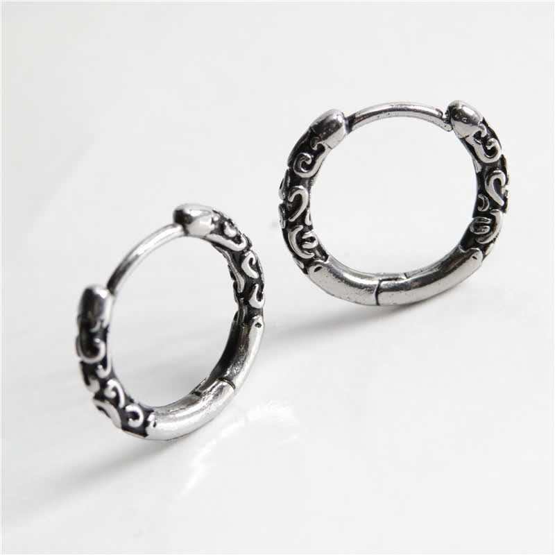 Buddha Stones Viking Celtic Hoop Titanium Steel Balance Earrings - image 1
