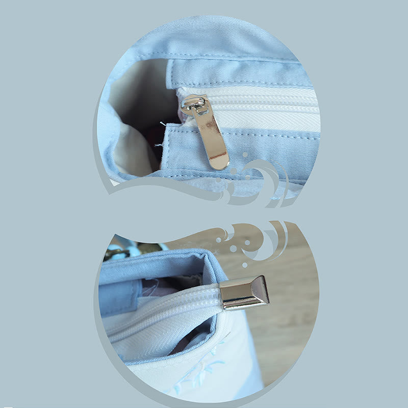 Buddha Stones Pear Flower Plum Peach Blossom Bamboo Embroidery Canvas Large Capacity Shoulder Bag Tote Bag - image 9