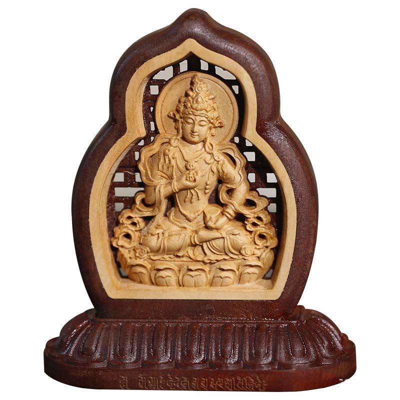 Buddha Stones Vajrasattva Buddha Wood Engraved Compassion Statue Figurine Decoration - image 1