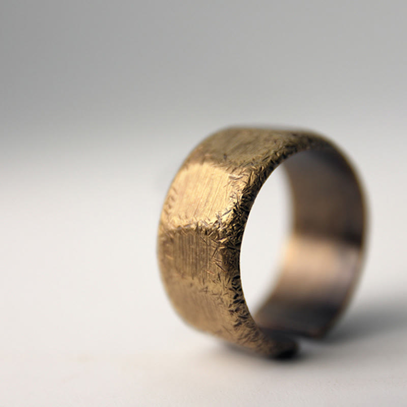 Buddha Stones Tibetan Simple Design Copper Brass Frosted Wealth Ring - image 14