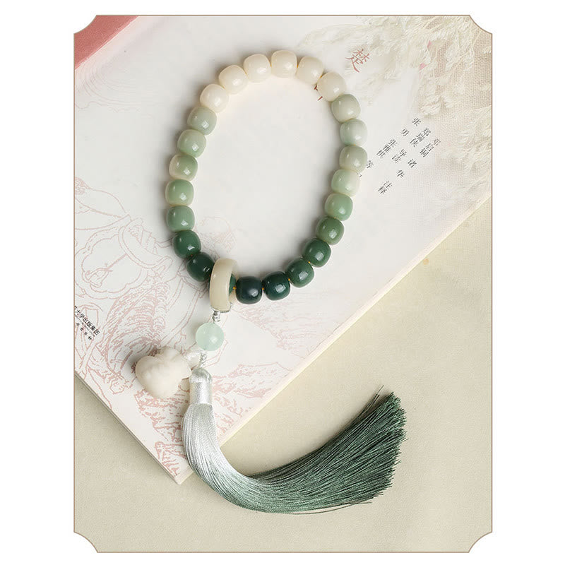 Buddha Stones Natural Gradient Bodhi Seed Fortune Money Bag Lotus Wisdom Tassel Wrist Mala - image 4