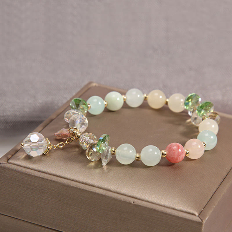 Buddha Stones Cat's Eye Pink Crystal Peace Charm Bracelet - image 8