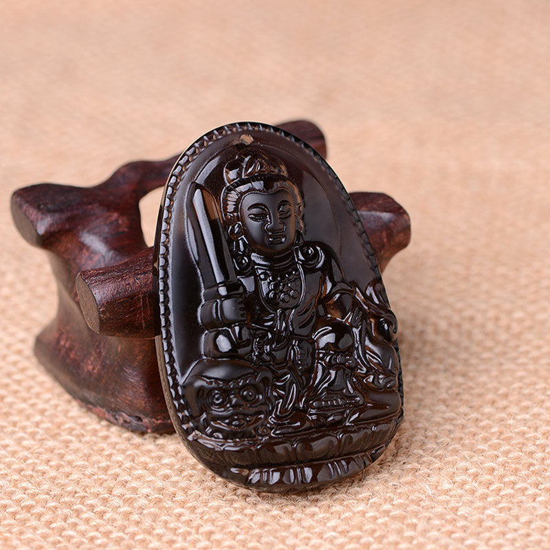 Buddha Stones Chinese Zodiac Obsidian Protection Necklace - L-Rabbit - image 3
