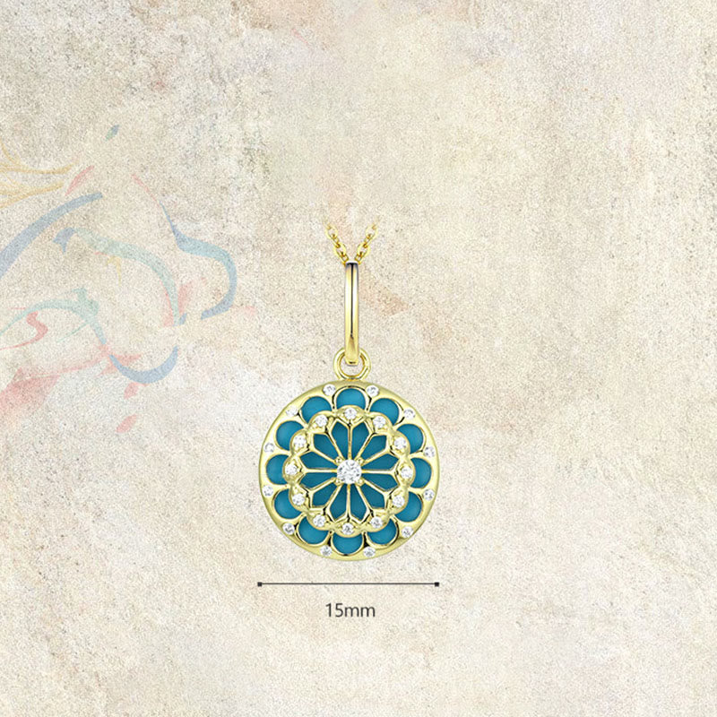 Buddha Stones 925 Sterling Silver Round Turquoise Zircon Protection Strength Necklace Pendant - image 6