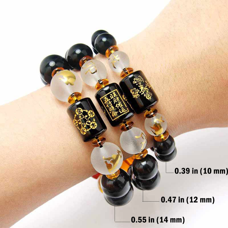 Buddha Stones Chinese Zodiac Feng Shui Obsidian Five-Element Wealth Porsperity Bracelet - image 13