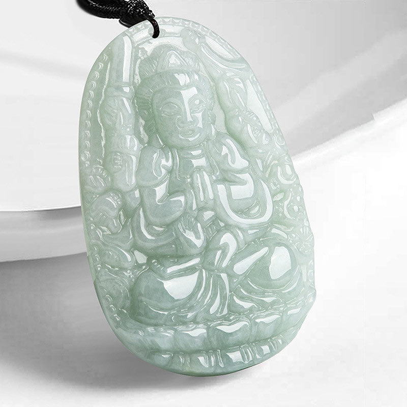 Buddha Stones Chinese Zodiac Natal Buddha Jade Wealth Prosperity Necklace Pendant - Rat - image 0