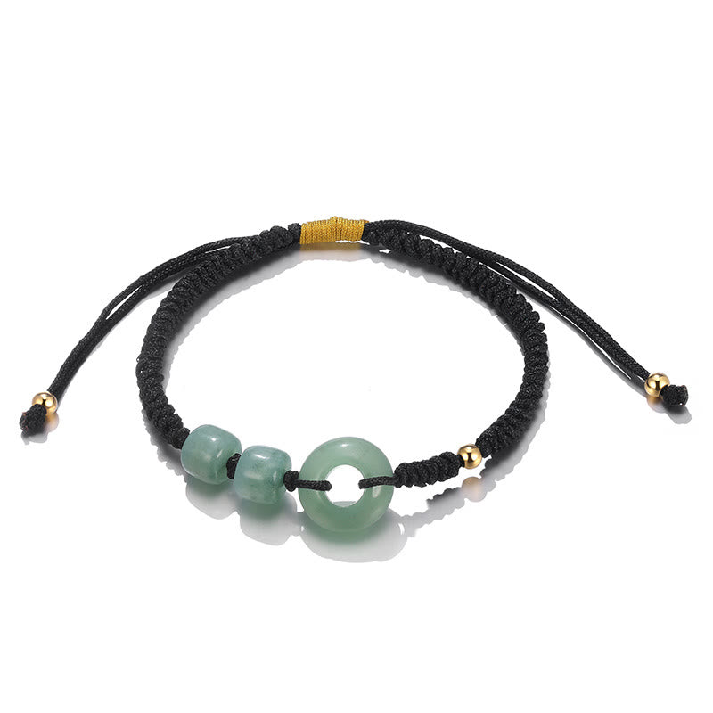 Buddha Stones 2Pcs Green Aventurine White Jade Peace Buckle Luck Braided Couple Bracelet - image 8
