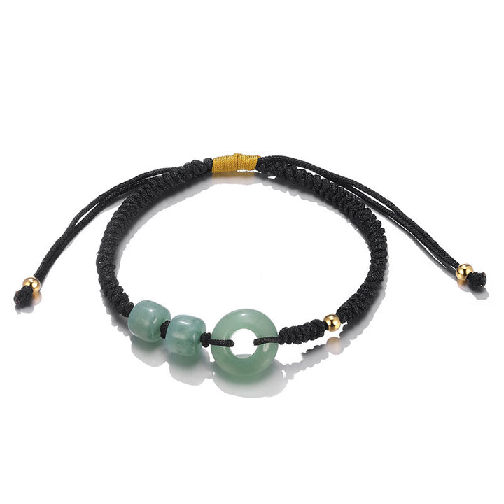 Buddha Stones 2Pcs Green Aventurine White Jade Peace Buckle Luck Braided Couple Bracelet - image 8