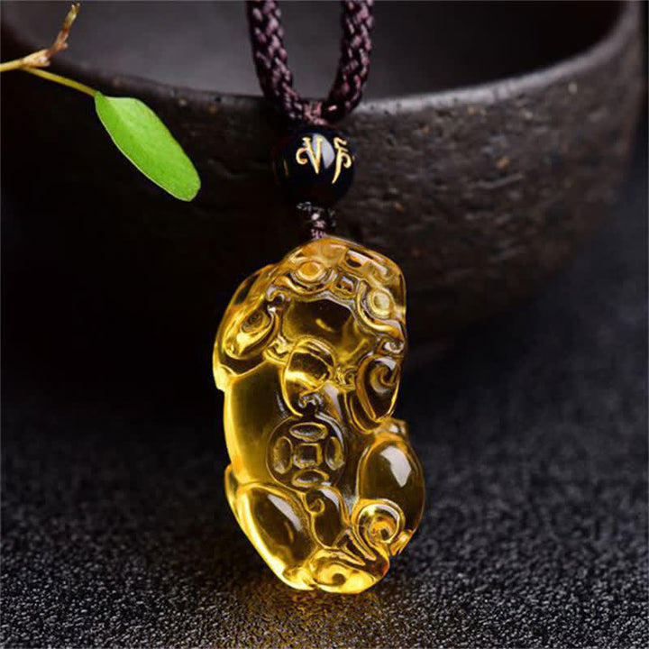 Buddha Stones FengShui Citrine PiXiu Wealth Necklace Pendant - Citrine(Happiness♥Prosperity) - image 0