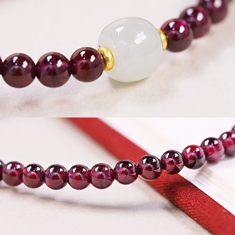 Buddha Stones Natural Garnet Jade Bead Purification Bracelet - image 7