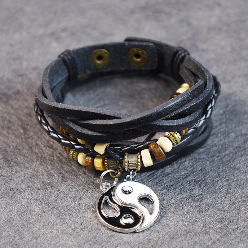Buddha Stones Yin Yang Pendant Couple Balance Bracelet - image 1