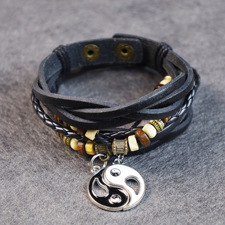 Buddha Stones Yin Yang Pendant Couple Balance Bracelet - image 1