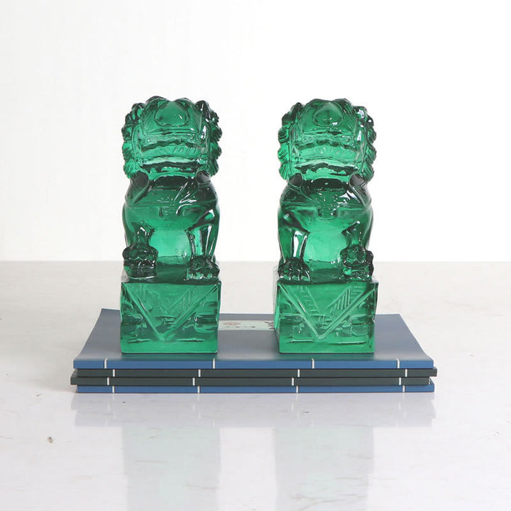 Buddha Stones 2Pcs Lion Statue Courage Strength Resin Home Office Decoration - image 13