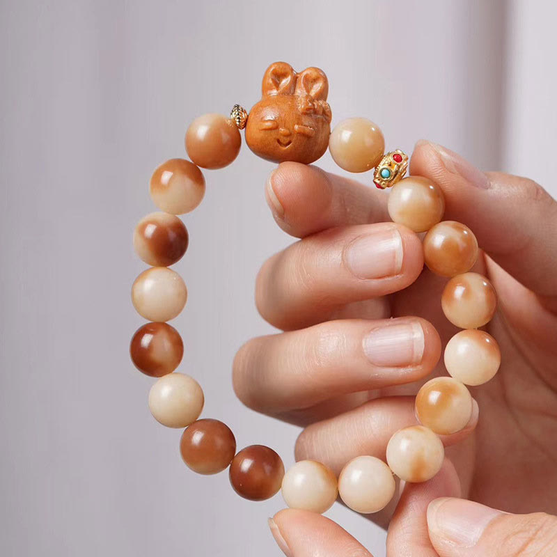 Buddha Stones Natural Bodhi Seed Lovely Rabbit Peace Bracelet - Bodhi Seed(Wisdom♥Wake Up)(Wrist Circumference 14-16cm) - image 0